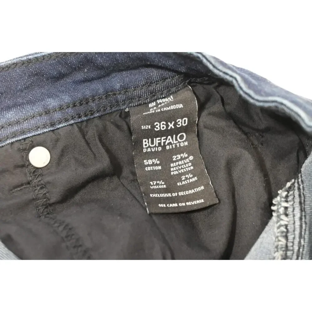 Buffalo David Bitton Adma Buckle Slim Stretch Denim Jeans Mens‎ Size 36 x 30